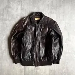 【80s vintage】レザーブルゾン　裏地レーヨン　フェード　本革　短丈