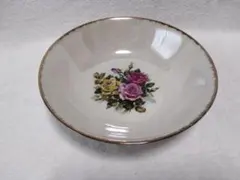 昭和レトロ感満載・バラの花柄 金縁 　陶器サラダボウル・盛り鉢