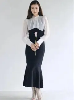 SNIDEL スクエアカラードッキングニットワンピ