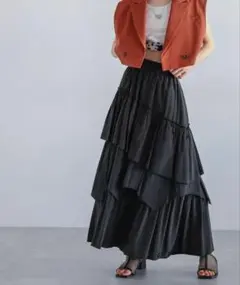 【美品】PAGEBOY フリルティアードスカート 黒 ブラック　F