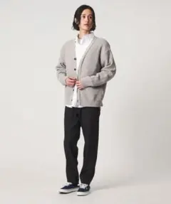 XL ダファー コットン リネン 着流し カーディガン ライトブルー