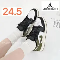 【新品24.5cm】NIKE｜エアジョーダン１GS｜ブラック/カーキ/ホワイトのサムネイル