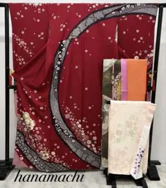 振り袖　フルセット　別誂長襦袢　金彩加工　刺繍　金通し　絞り入　全通袋帯　775