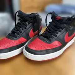 レザーハイカットスニーカー 赤/黒