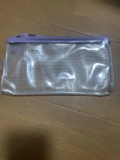 透明プラスチック製ペンケース クリア/パープル 約22cm x 10cm