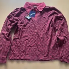 新品！未使用！赤チェック　長袖ポロシャツ L メ　レディーストレッチ性