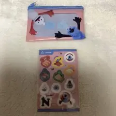 パペットスンスン ポーチとシールセット　スシローコラボ