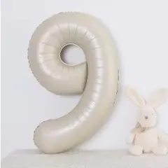 ナンバーバルーン 9 くすみベージュ 数字 風船 お誕生日 記念日 飾付け 祝い