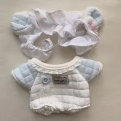 20cm ぬい服 ベビー服 ロンパース　ヘアバンド付き【水色】