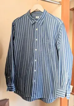UNIQLO 長袖シャツ Lサイズ 青白ストライプ