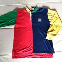 最終値下げ：ミキハウス マルチカラー ラガー風ポロシャツ M【中古】