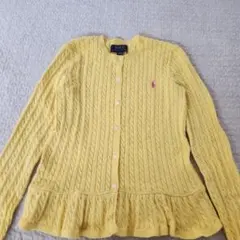 美品◎ラルフローレン　ペプラムカーディガン　ケーブル編み　ニット　ポニー