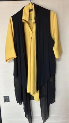FASHION MESSAGE イエロー チュニック 五分袖