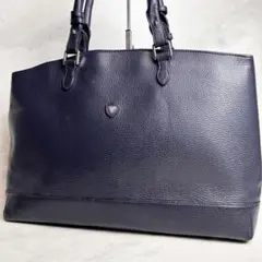 【美品】シャンボールセリエ LIL BRIEF レザー トートバッグ ネイビー