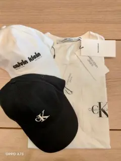 Calvin Kleinロゴ Tシャツ＆ロゴ刺繍ベースボールキャップ3点セット