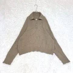 elgna ハーフジップニットプルオーバー セーター 無地 秋冬 ゆったりめ