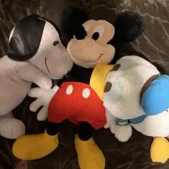 ミッキー、ドナルド、スヌーピー　特大ぬいぐるみ３体まとめ売り