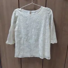 【未使用】ナイスクラップ　アイボリー レース トップス 五分丈 花柄