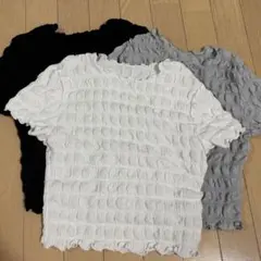 グレー 白　黒　半袖 シャーリングTシャツ トップス Sサイズ GU