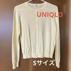 ユニクロUVカットクルーネックカーディガン ライトイエロー S