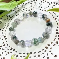 モスアゲート・水晶・ブルーオニキスの天然石ブレスレット