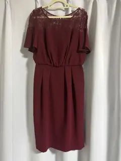 結婚式　ドレス　パーティードレス　ボルドー　9号　Mサイズ　美品