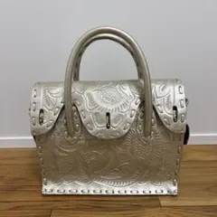 シルバーエンボス花柄ハンドバッグ
