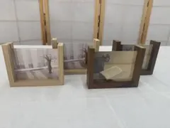 木製フォトフレームセット（ナチュラル・ダークブラウン）　4個セット