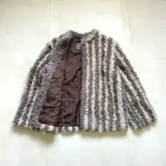 vintage レトロ ファーコート ストライプ 毛皮 ジャケット リアルファー