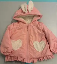 美品　うさぎ　ピンク　コート　90 ボア　もこもこ