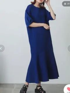 センスオブプレイス　ブルー　ワンピース　半端袖