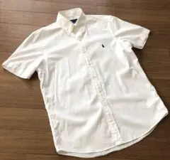 【良品】ラルフローレン ボタンダウンシャツ 白 サイズS 半袖 コットン
