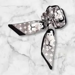 リボンスカーフ　シュシュ　ヘアーゴム　ネコ