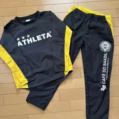 ATHLETA ピステ上下セット140cm サッカーウェア　フットサル　黒/黄色