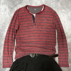w*o様 y2k 00s old gap ヘンリーネック　ボーダー　ウォッシュ加