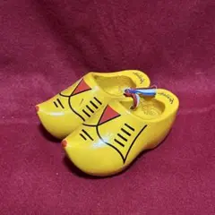 ミニ木靴 黄色 お土産品 木彫り レトロ