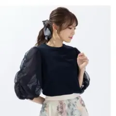 新品 JUSGLITTY ティアードスリーブニット ネイビー ジャスグリッティー トップス ネイビー ティアードスリーブ ニット