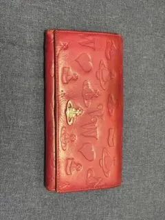 田*中様 ヴィヴィアンウエストウッド レザー 二つ折り財布 赤 エンボス加工