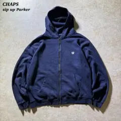 CHAPSジップアップパーカー古着フェードネイビー CBOY当時物XXL一点物