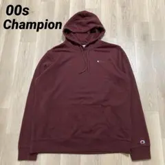 00s Champion ロゴプリント前Vカゼットパーカー 表記XL ノームコア