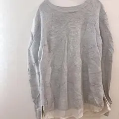 ニット ストライプ グレー 長袖 トップス 無地 セーター レディース 人気