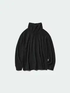 ユニクロ【M】ソフトニットフリースリブハイネックＴ ブラック