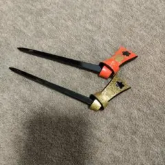 赤と金の花柄かんざしセット