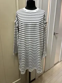 ボーダー柄 長袖カットソー ホワイト×ブラック