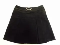 BURBERRY  厚手 タック スカート ホースマーク刺繍 ブラック 150A