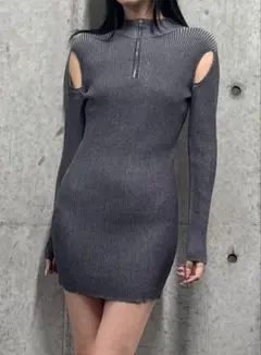 【お買得】EMODA オープンリブジップニットワンピース【美品】