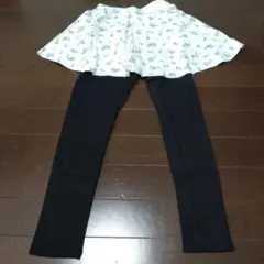 エバークローゼット　130cm スカッツ　スカート付きレギンス　ブルー　花柄