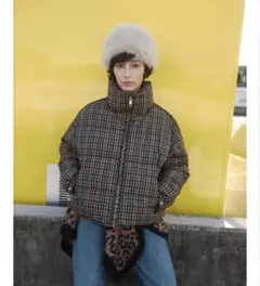 タグ付き新品★ZARAのチェック柄キルティングアノラック★Mサイズ★ブラウン色