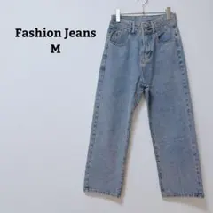 ファッションジーンズ　デニム　パンツ　ストレート　ハイウエスト　カジュアル　Ｍ