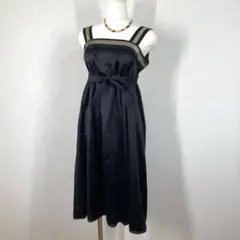 美品 ボールジィ シルク混 キャミワンピース 38 M 黒 リボン ドレス